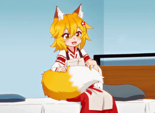 gif of Senko-san combing her tail